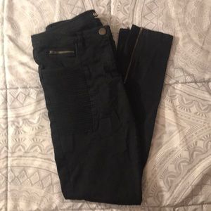 Black Moto Style Denim Jeans